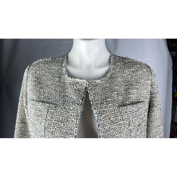 Theory Tweed Blazer Ualana Compromised Tweed Open Front Coat Size 10 Multicolor - Picture 9 of 16